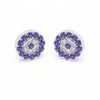 Silver Radiant Blue With Zircon Disk Earrings
