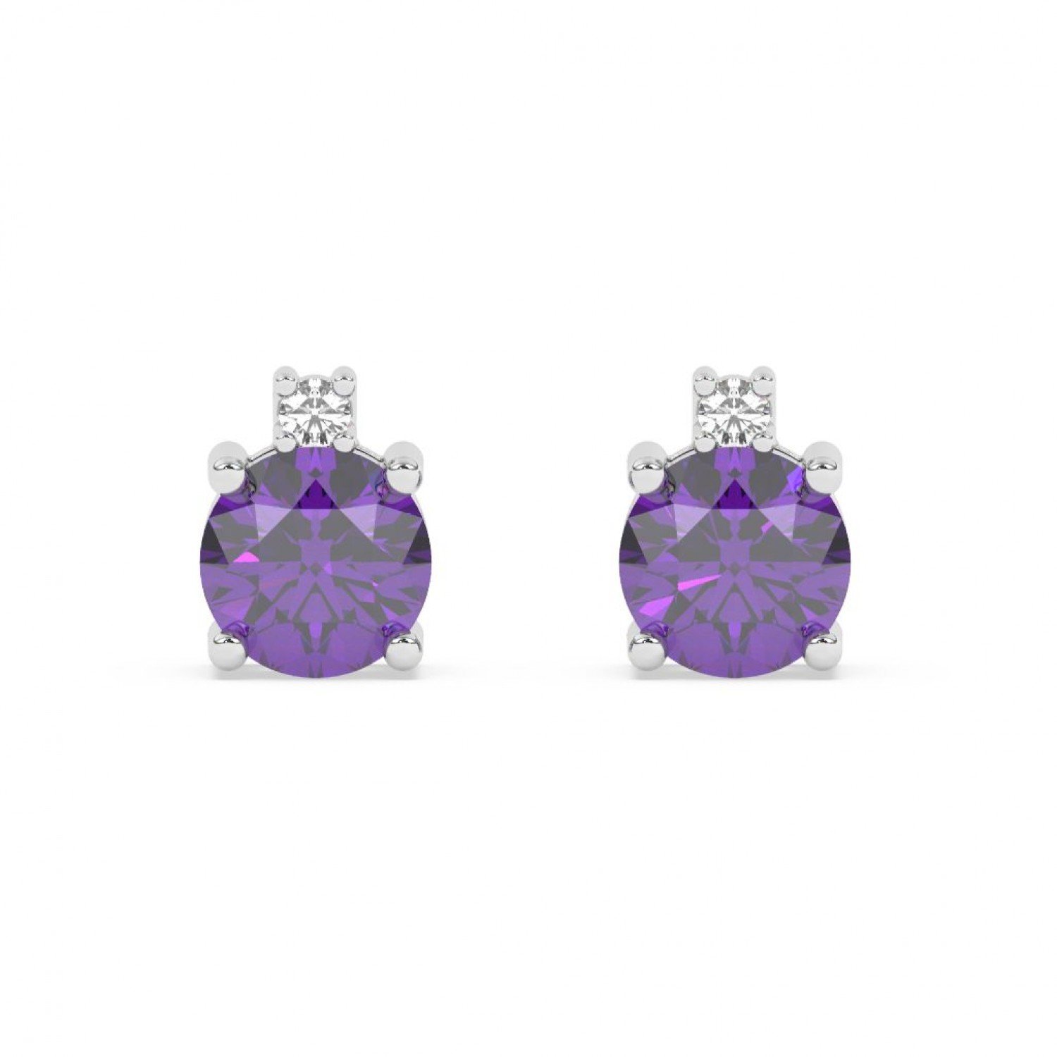 Silver Purple Stone Shining Earrings Silver Purple Stone Shining Earrings
