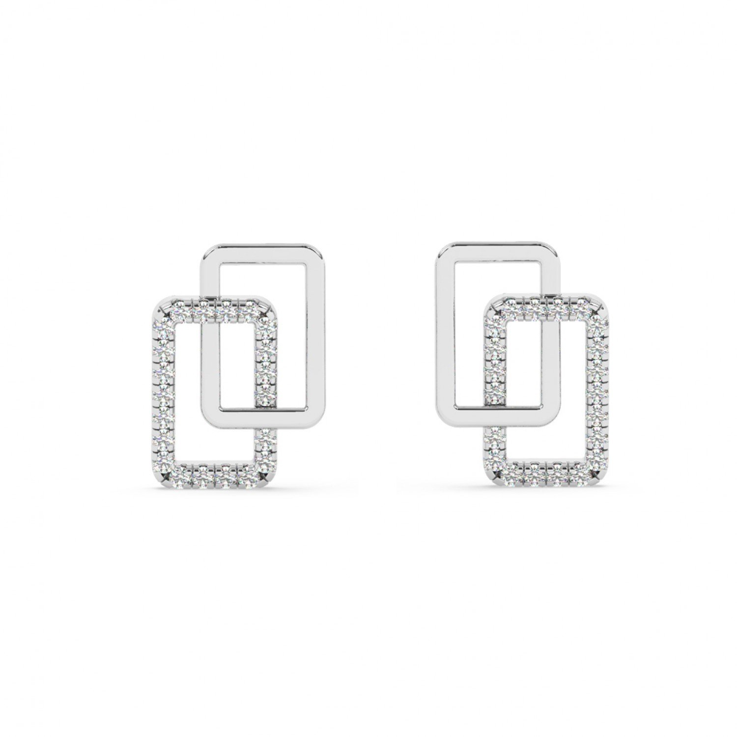 Silver Geometric Shape Zircon Studded Earrings Silver Geometric Shape Zircon Studded Earrings