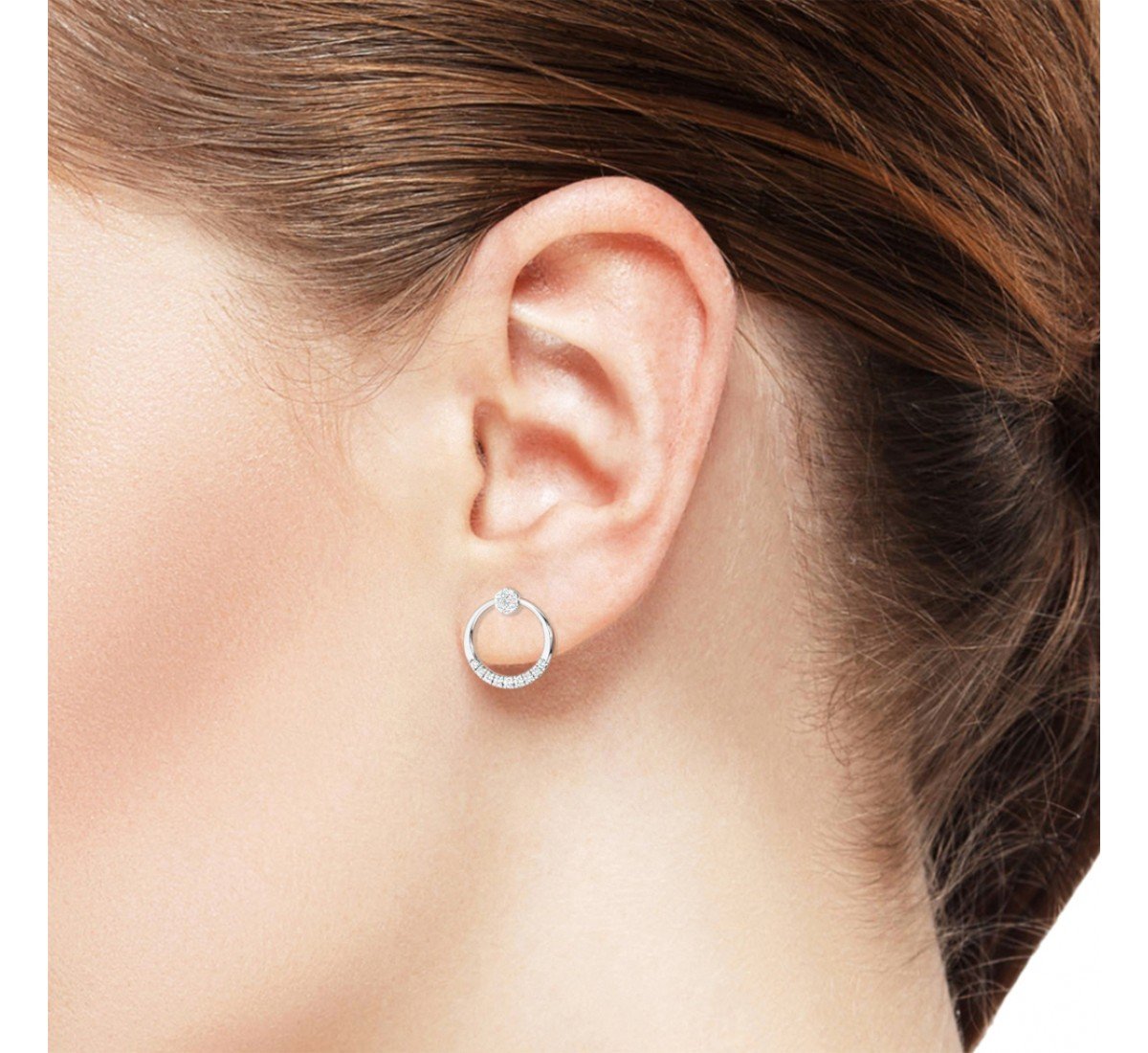 Silver Emila Zircon Studded Earrings