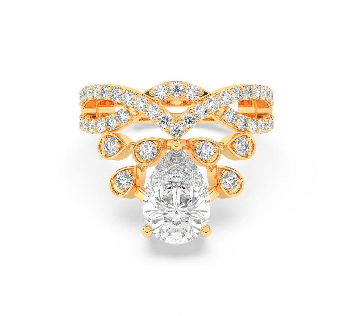 Gold Zircon Crowning Glory Ring