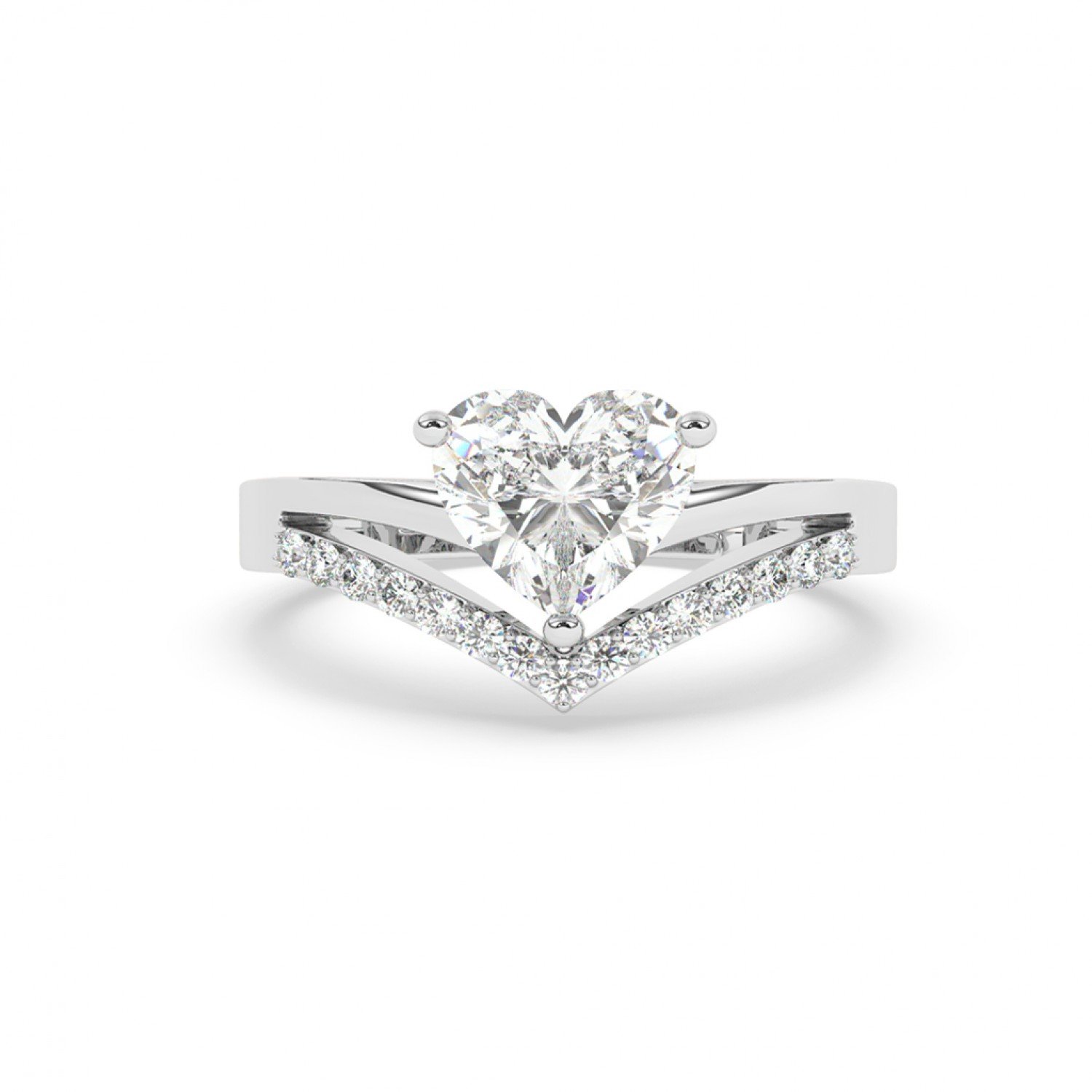 Silver Heart Solitaire Ring