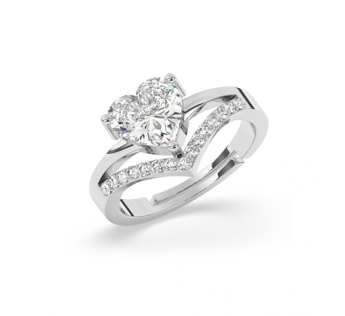 Silver Heart Solitaire Ring