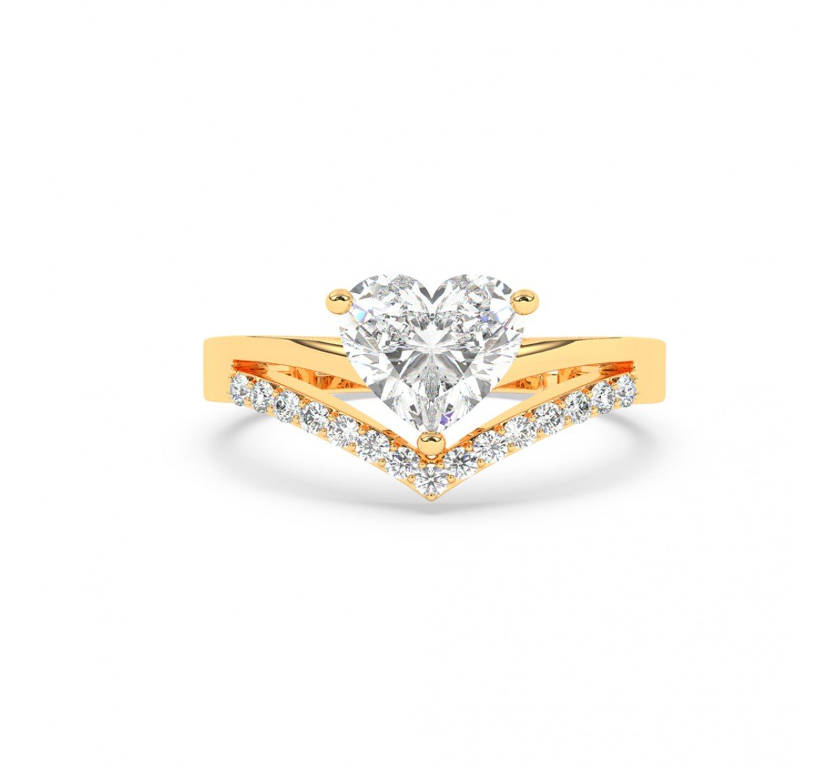 Gold Heart Solitaire Ring