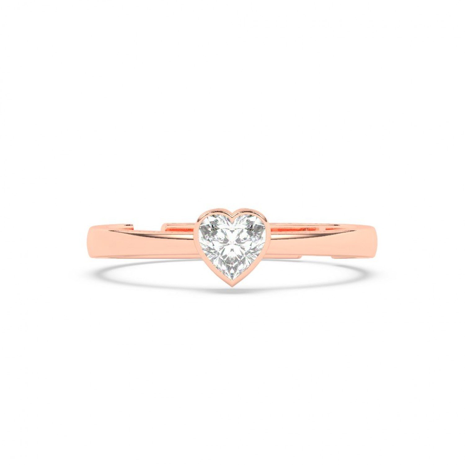 Rose Gold Heart Solitaire Sterling Ring Rose Gold Heart Solitaire Sterling Ring