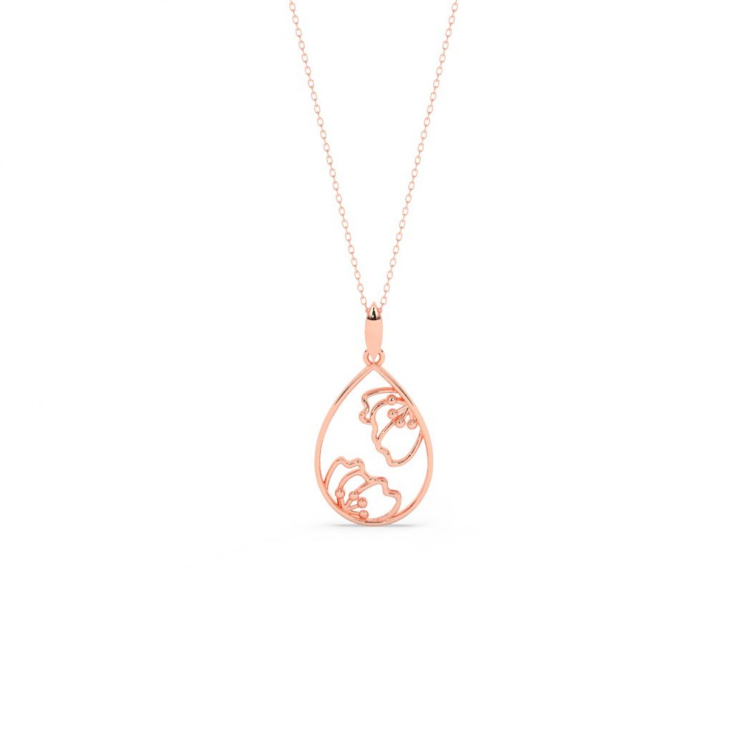 Rose Gold Eddy Floral Marquise Pendent