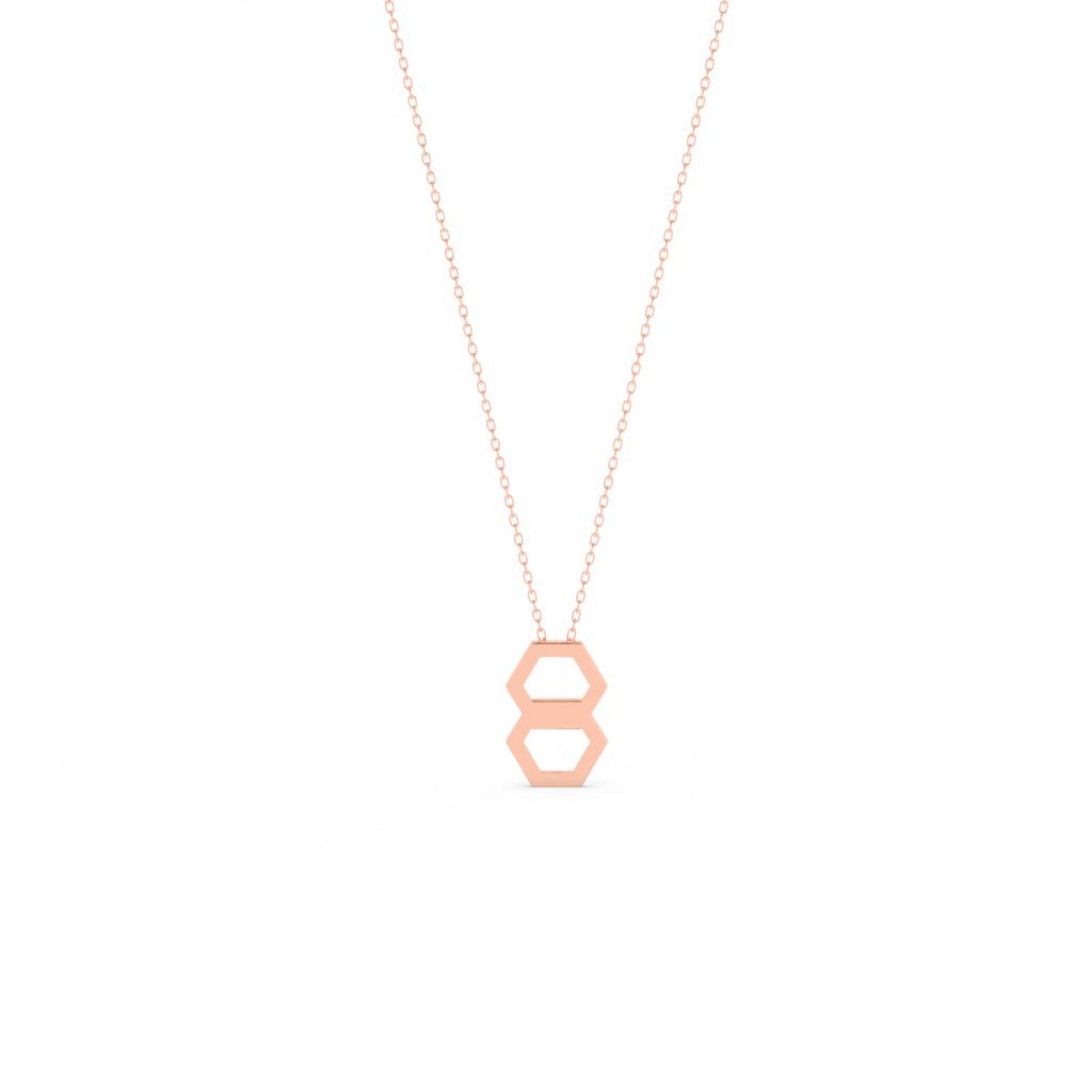 Rose Gold Double Hexagon Pendent Rose Gold Double Hexagon Pendent