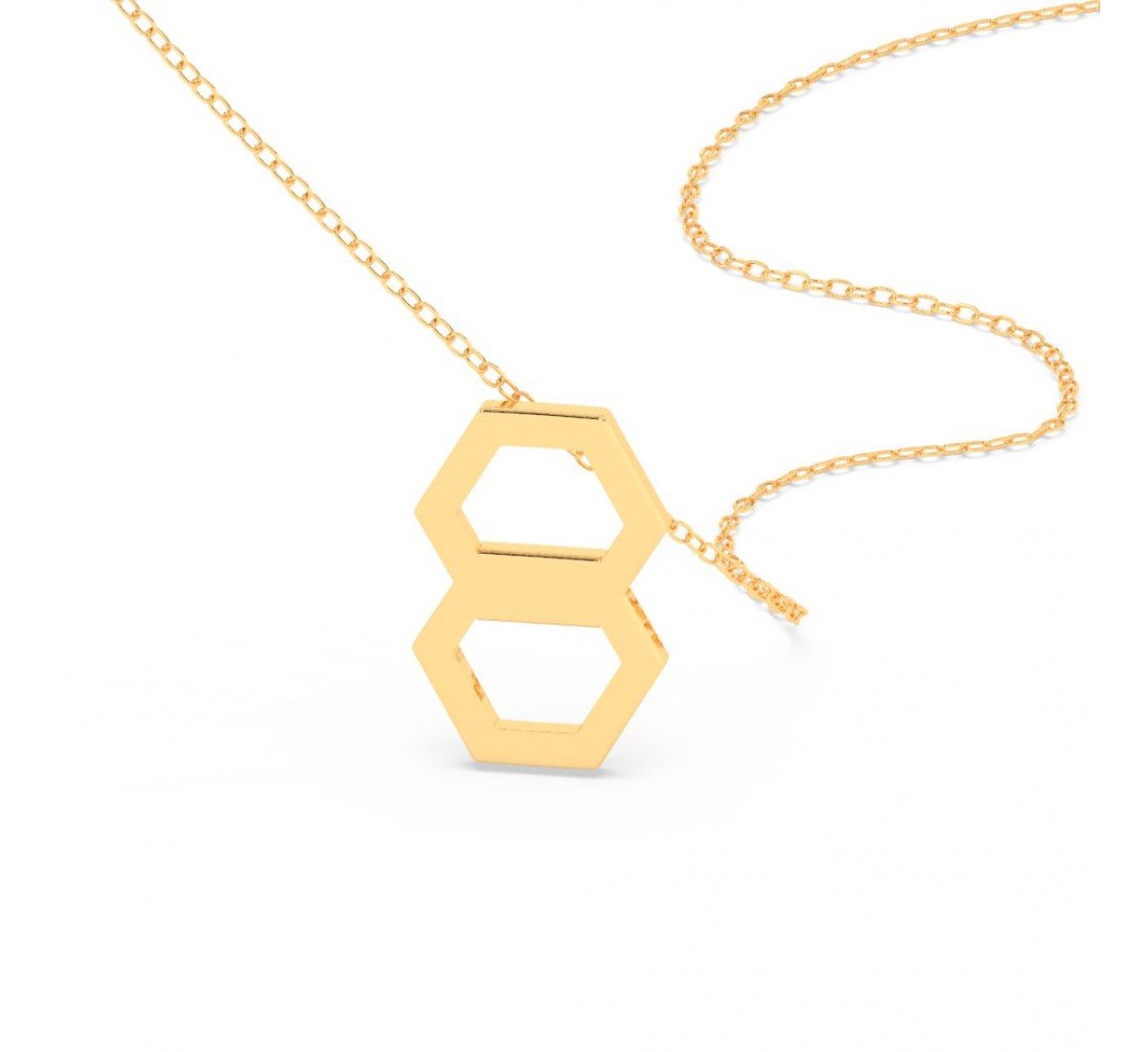 Gold Double Hexagon Pendent