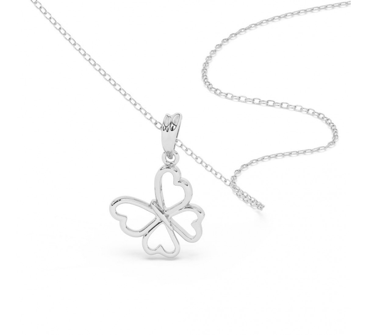 Silver Butterfly Pendant With Link Chain