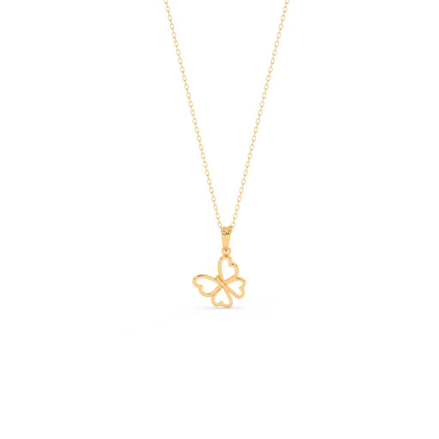 Gold Butterfly Pendant With Link Chain Gold Butterfly Pendant With Link Chain