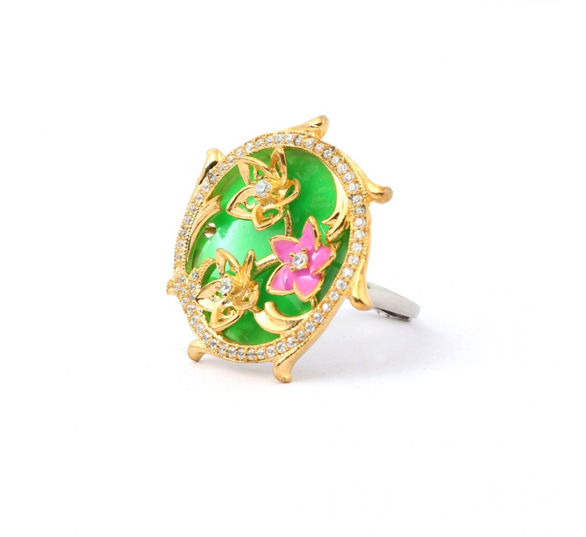 Silver Triple Floral Cocktail Ring