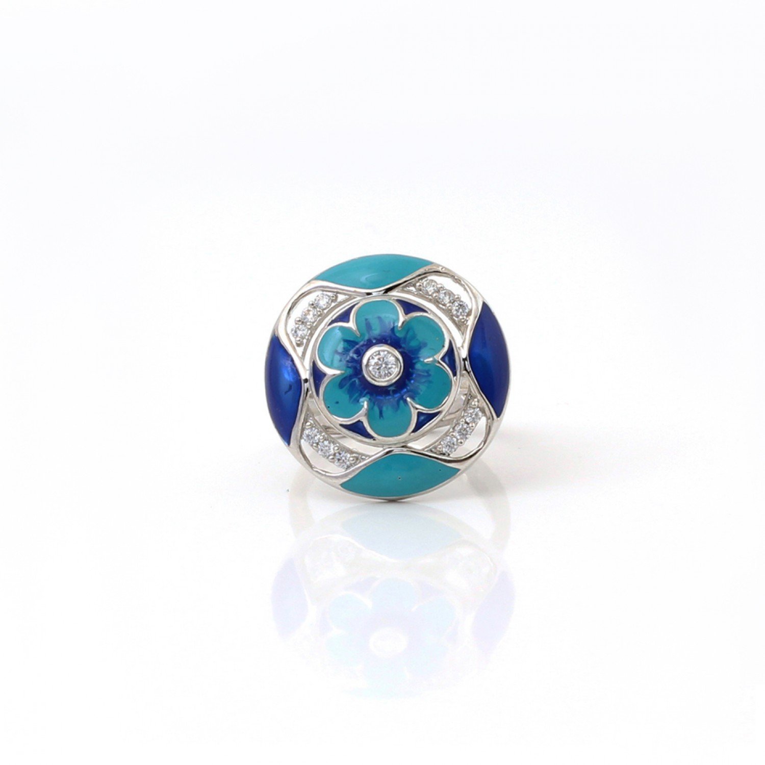 Silver Aquamarine Blue Floral Cocktail Ring Silver Aquamarine Blue Floral Cocktail Ring