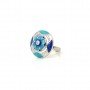 Silver Aquamarine Blue Floral Cocktail Ring