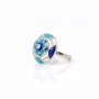 Silver Aquamarine Blue Floral Cocktail Ring