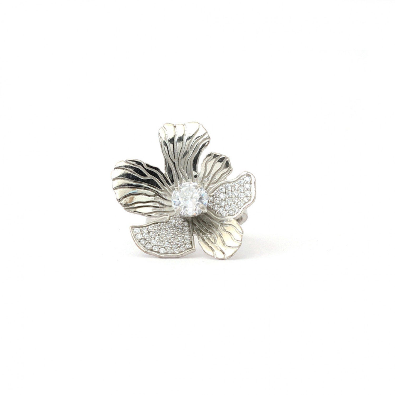 Silver Zirconia Floral Cocktail Ring Silver Zirconia Floral Cocktail Ring