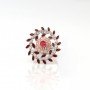 Silver Anemone Red Stone Cocktail Ring