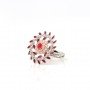 Silver Anemone Red Stone Cocktail Ring