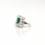 Silver Zircon Stud With Green Gemstone Ring
