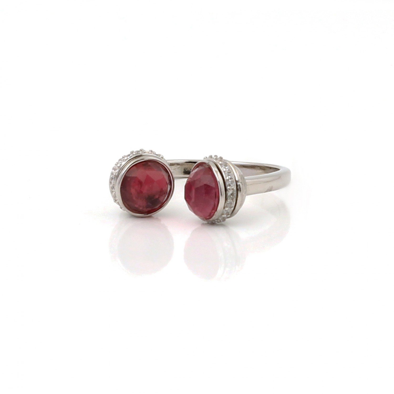 Silver Red Double Side Round Shape Ring Silver Red Double Side Round Shape Ring