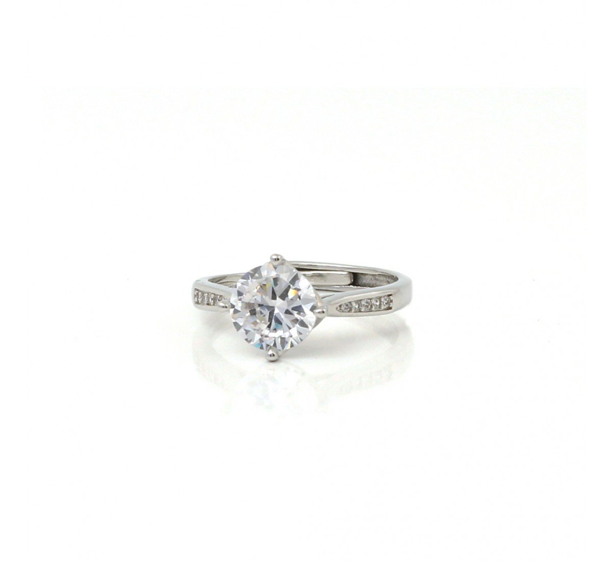 Silver Solitaire Zircon Elegant Ring