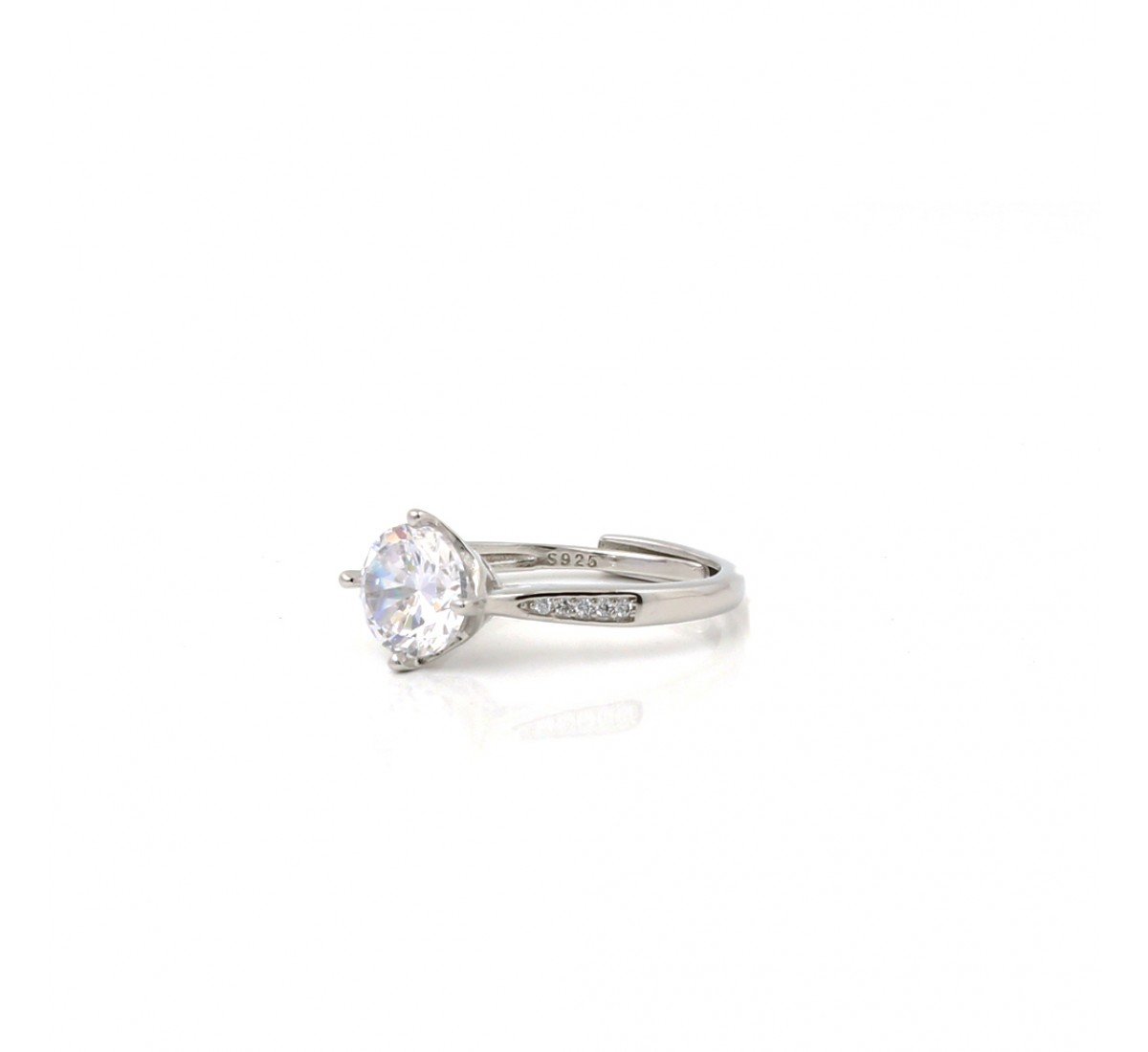 Silver Solitaire Zircon Elegant Ring