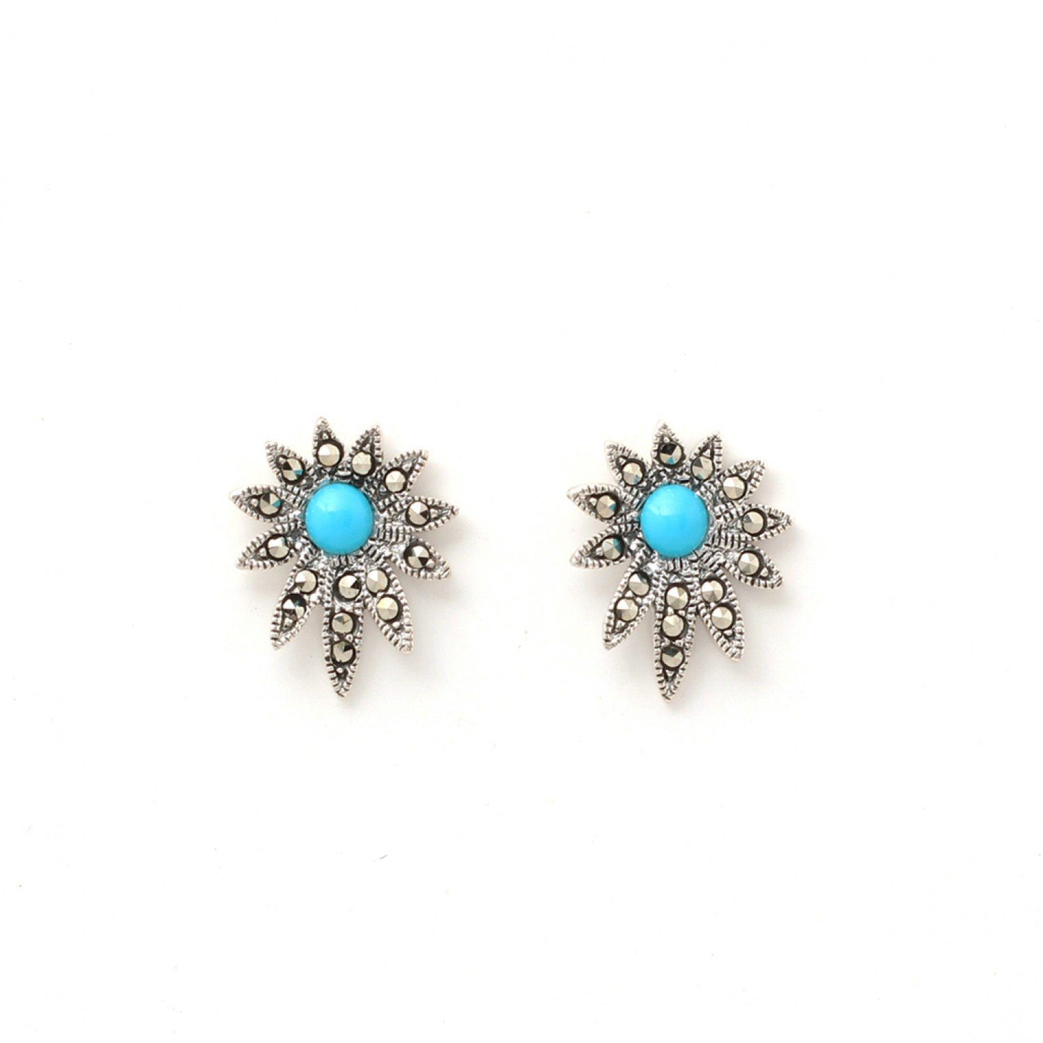 Silver Oxidised Delilah Sky Blue Zircon Studs