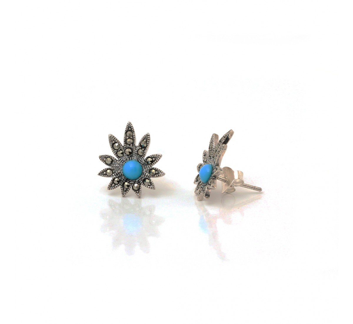 Silver Oxidised Delilah Sky Blue Zircon Studs