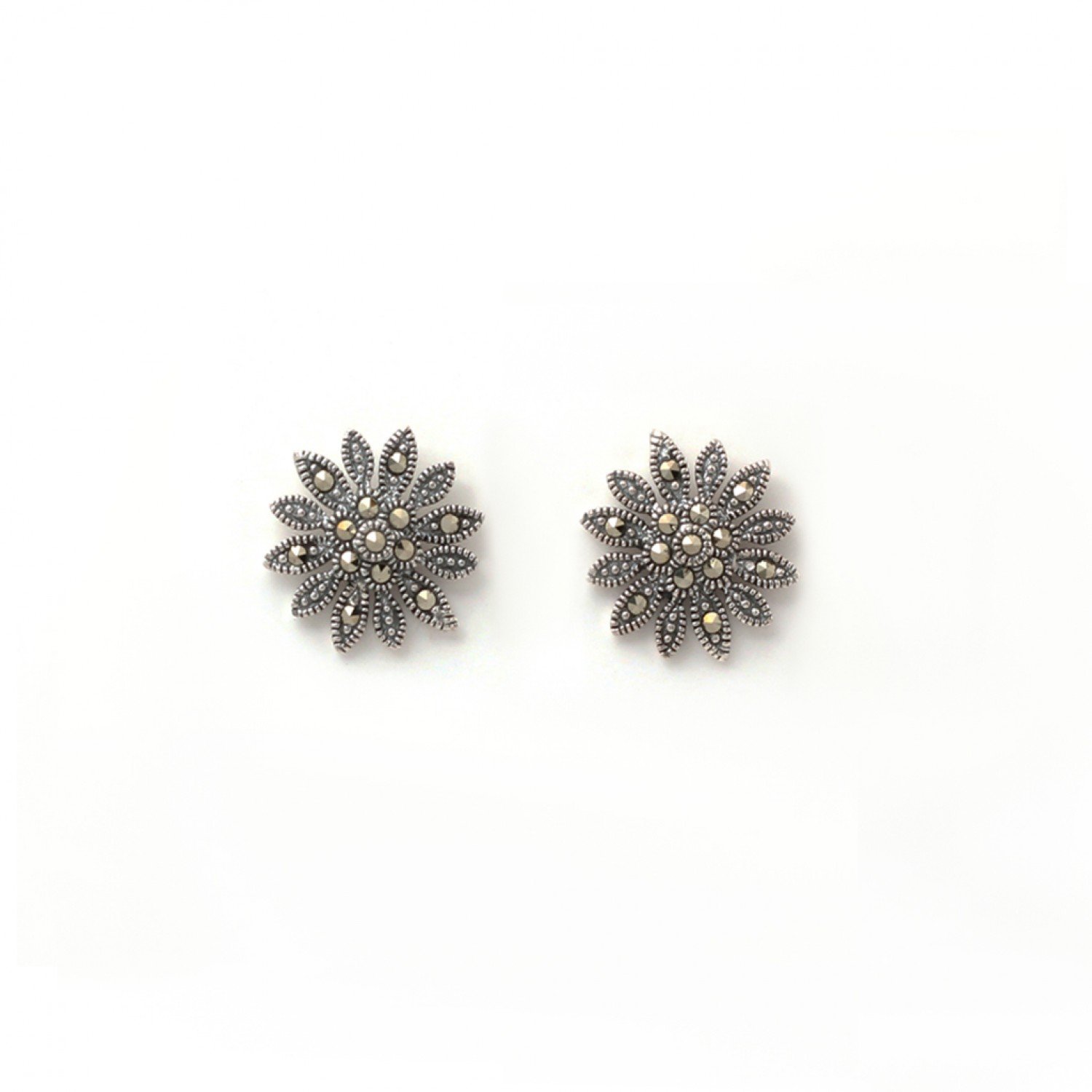Silver Oxidised Sparkling Star Studs