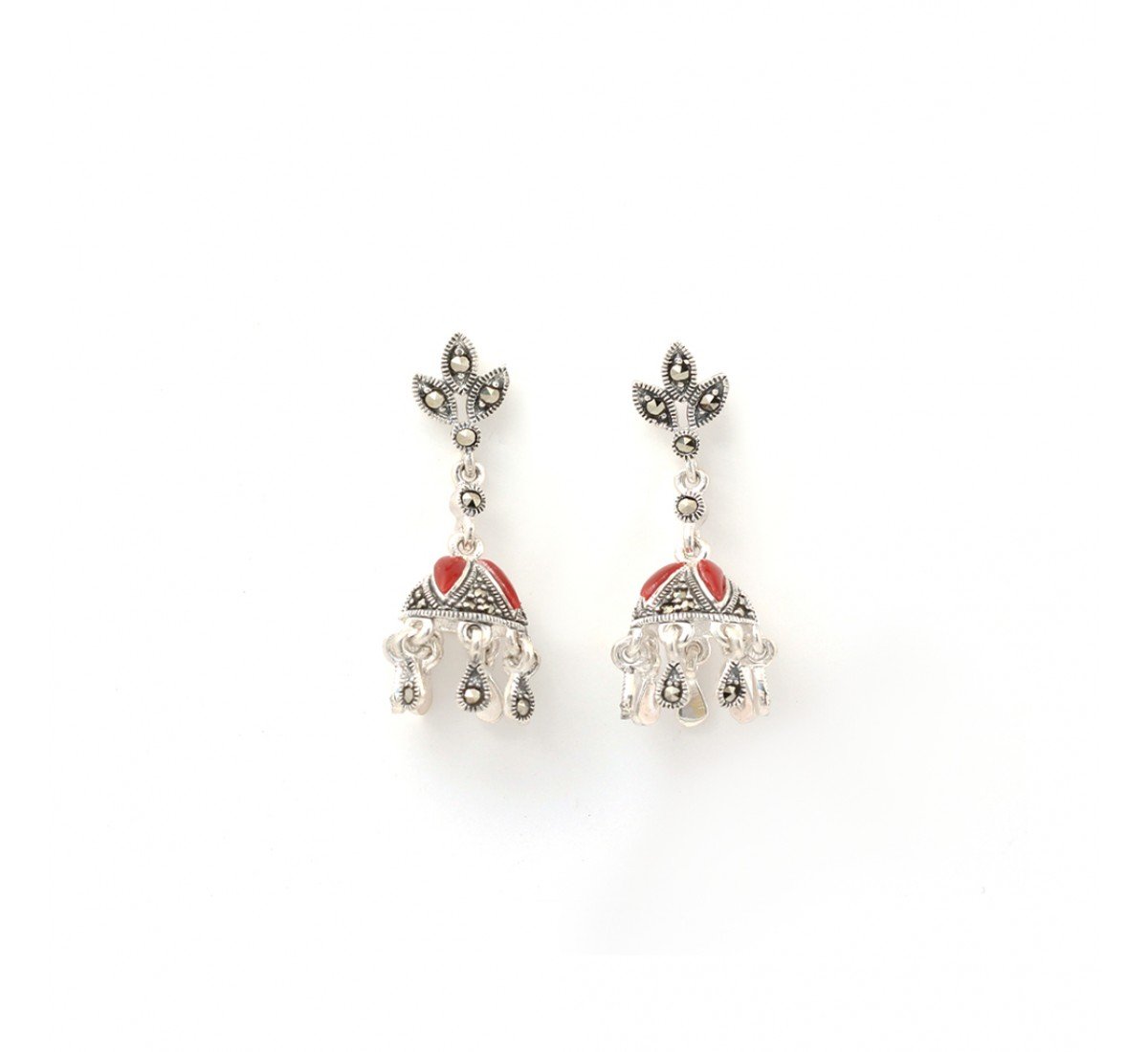 Silver Oxidised Brocade Earrings