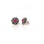 Silver Oxidised Dhriti Floret Red Stone Studs