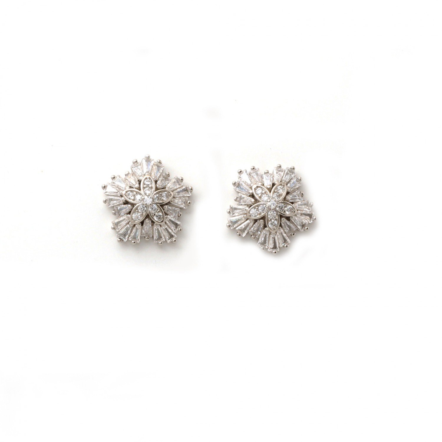 Silver Crystal Cluster Flower Studs Silver Crystal Cluster Flower Studs