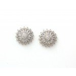 Silver Crystal Cluster Round Studs