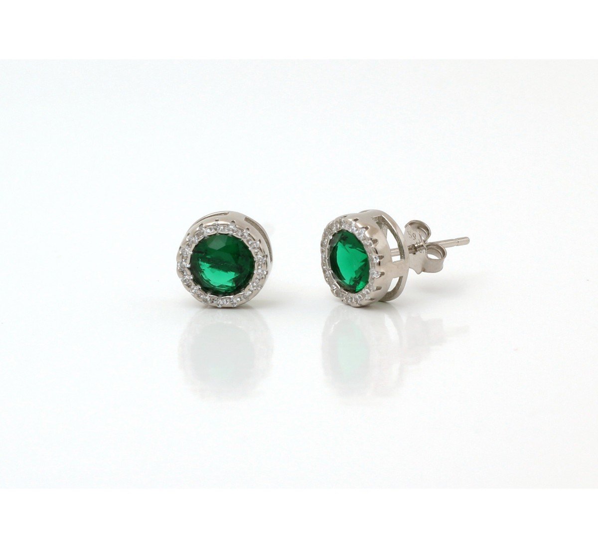 Silver Aqua Green Studs