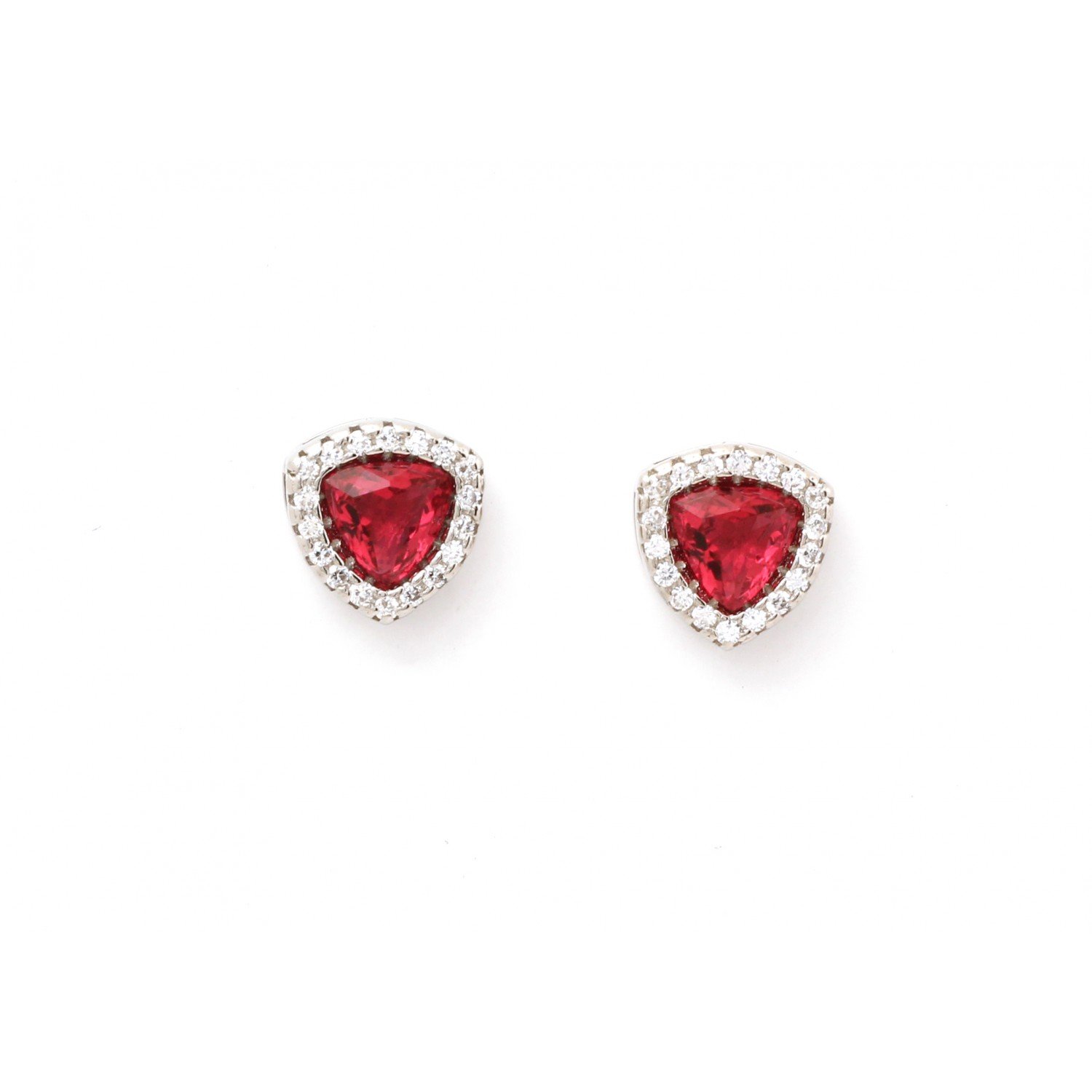 Silver Triangle Red Studs Silver Triangle Red Studs