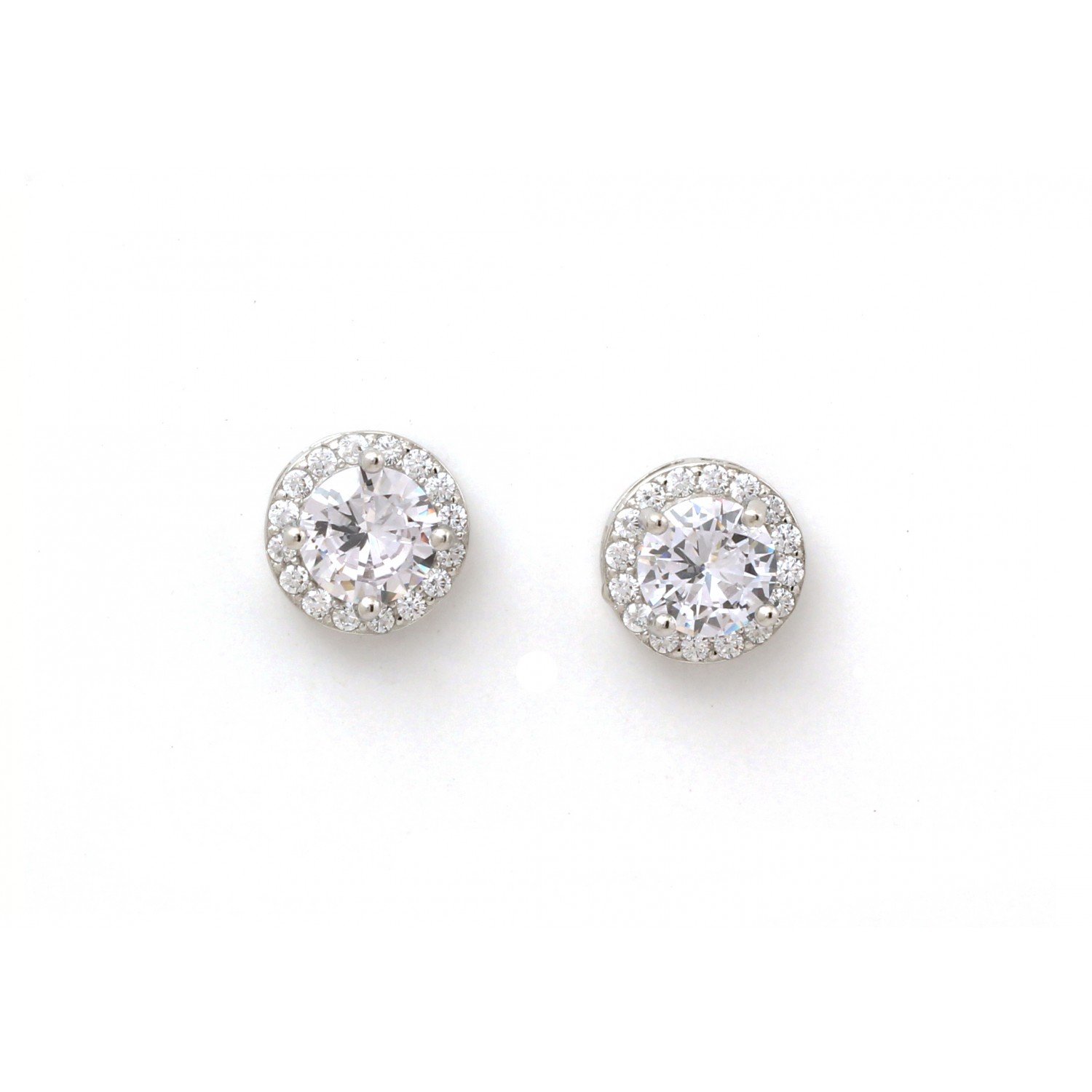 Silver White Zircon Round Studs Silver White Zircon Round Studs