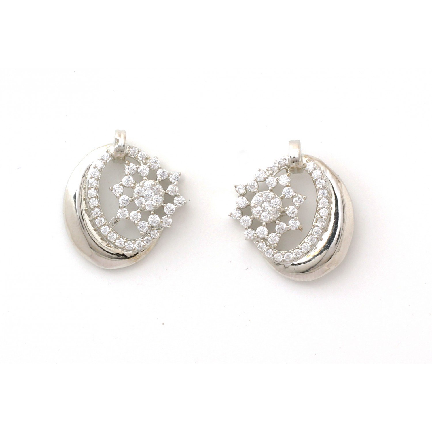 Silver Haaf Moon Zircon Earrings Silver Haaf Moon Zircon Earrings