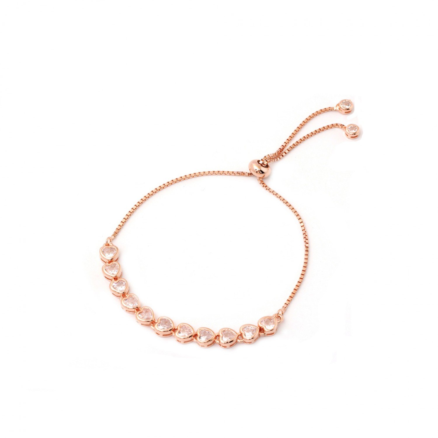 Rose Gold Heart Linked Bracelet