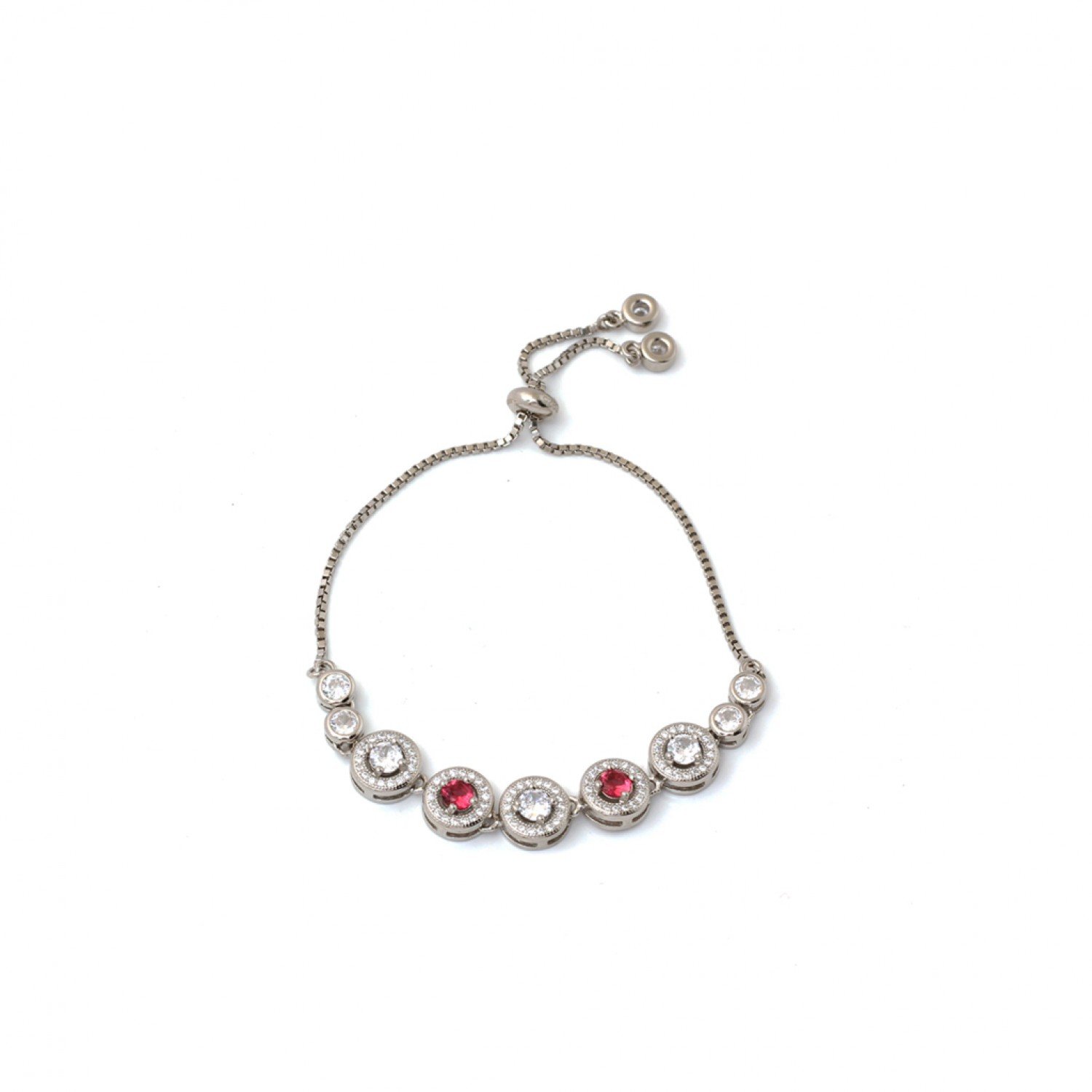 Silver Elegant With Red Stone Bracelet Silver Elegant With Red Stone Bracelet