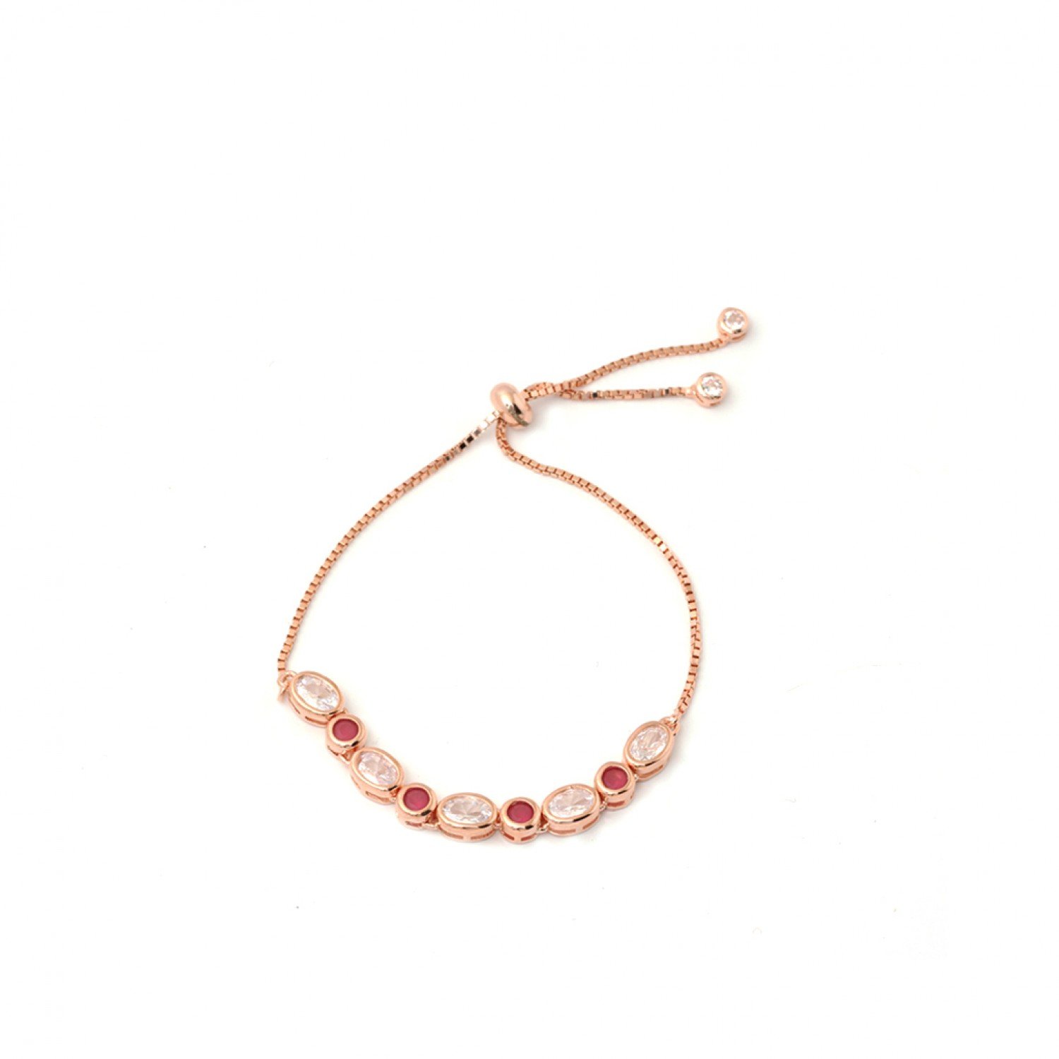 Rose Gold Matisse With Red And White Stone Bracelet