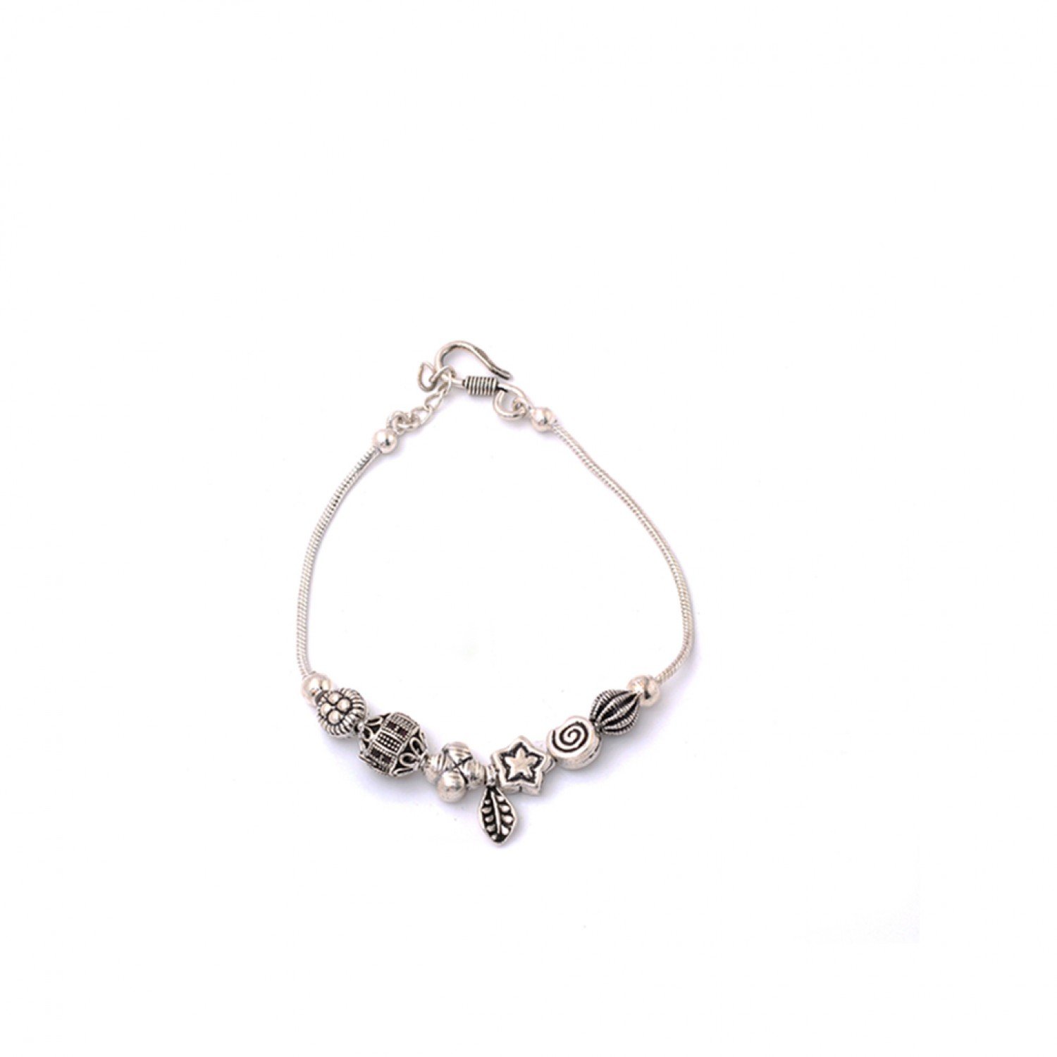 Silver Oxidised Concentric Floral Bracelet