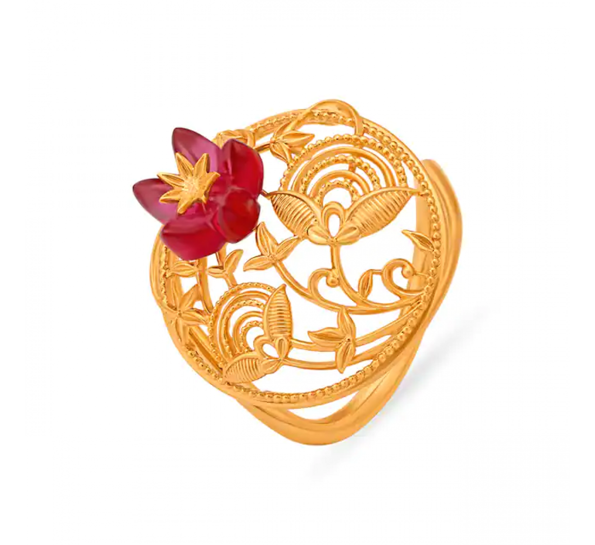 Intricate Floral Gold Ring