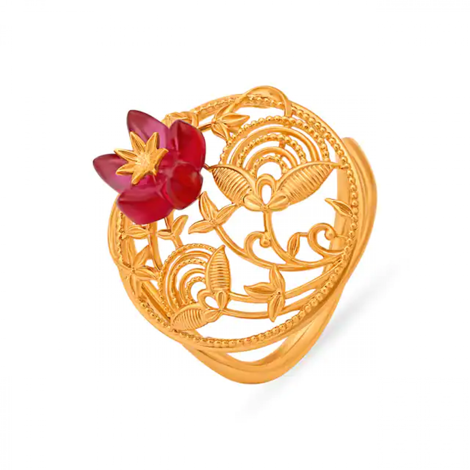 Intricate Floral Gold Ring