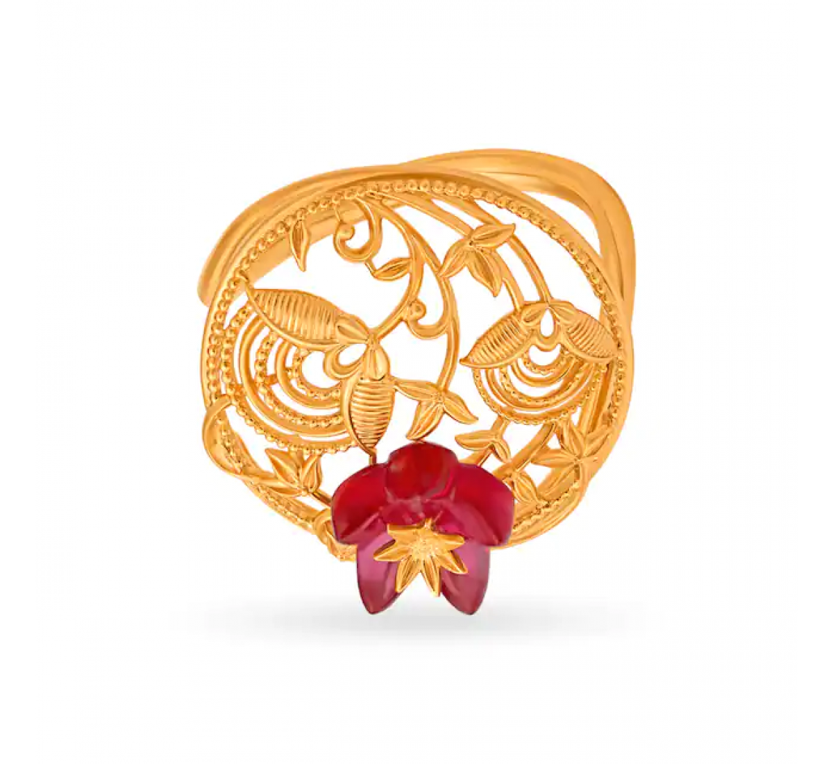 Intricate Floral Gold Ring