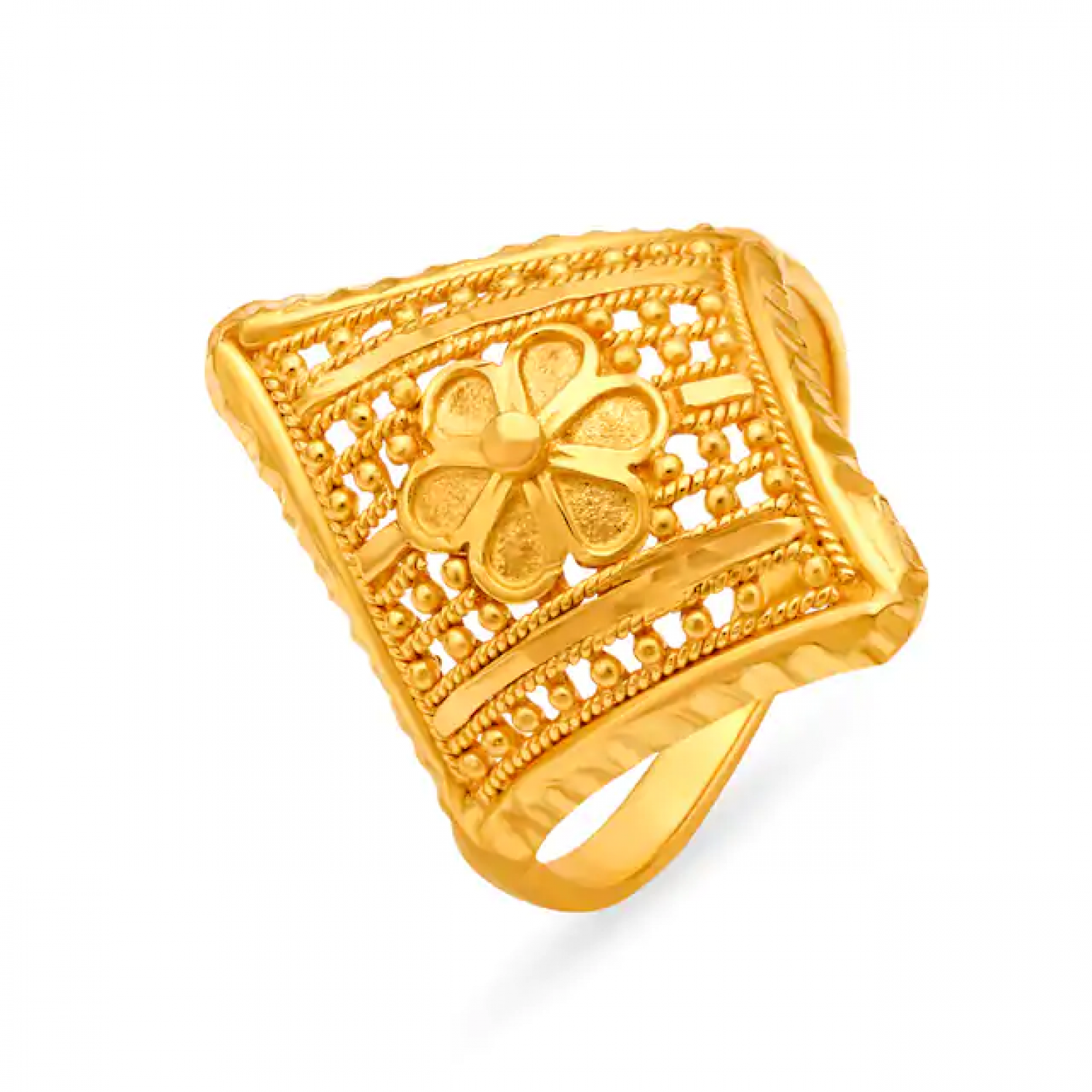 Gold Floral Beaded Ring