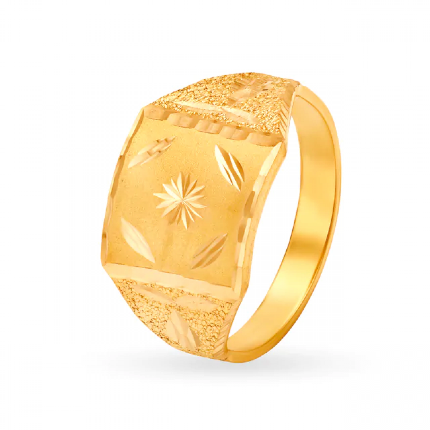 Engraved Geometric Gold Ring