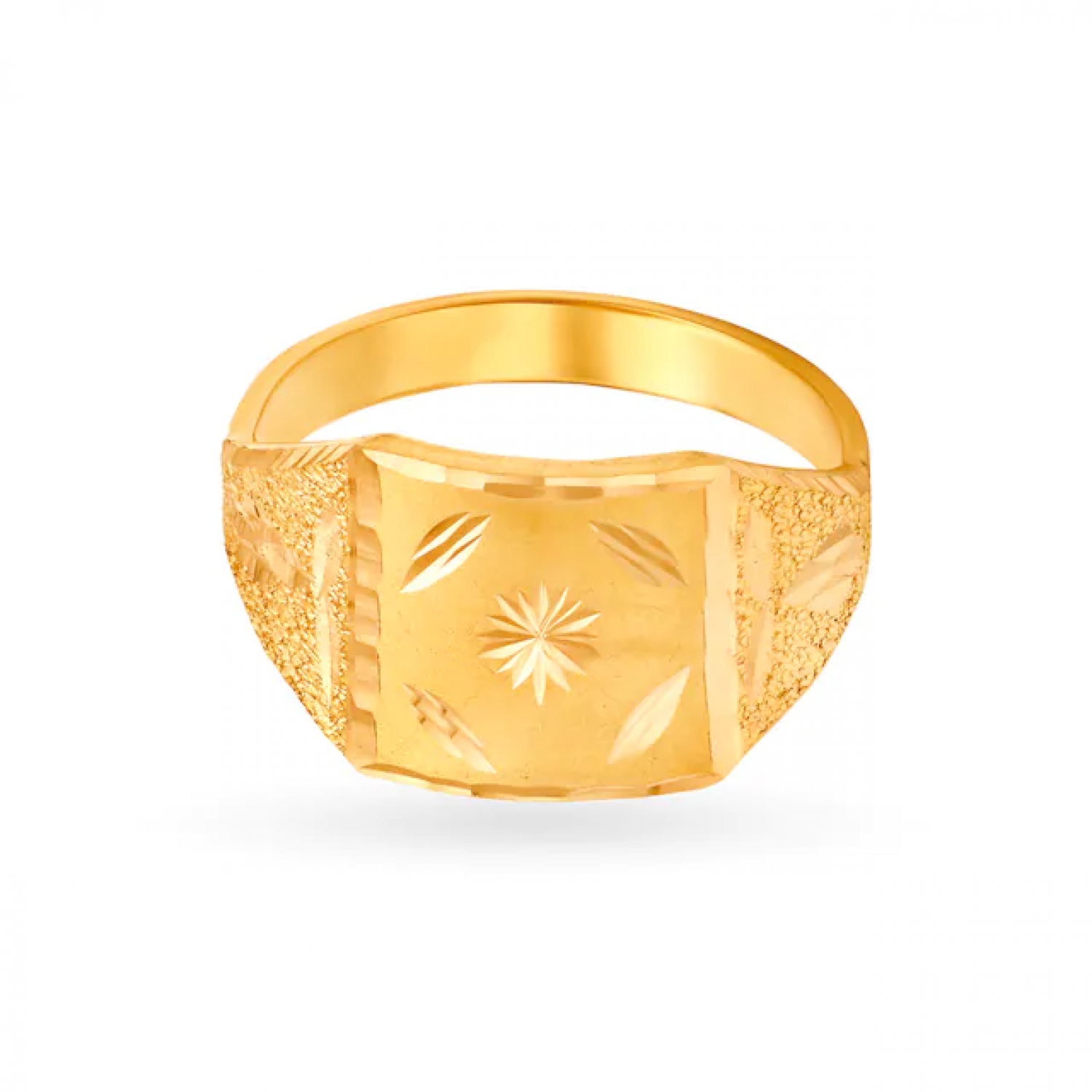 Engraved Geometric Gold Ring