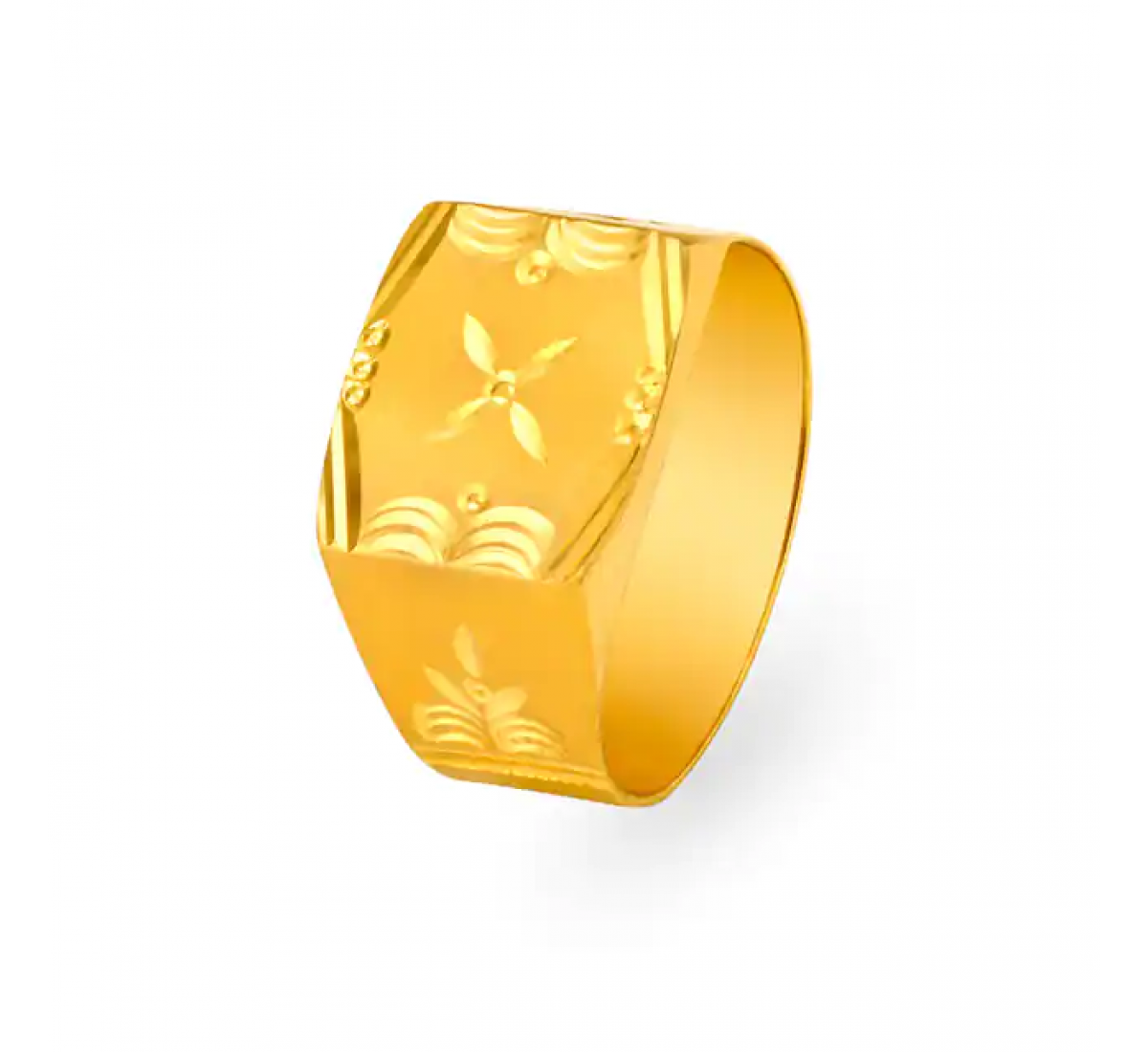 Geometric Embossed Gold Ring