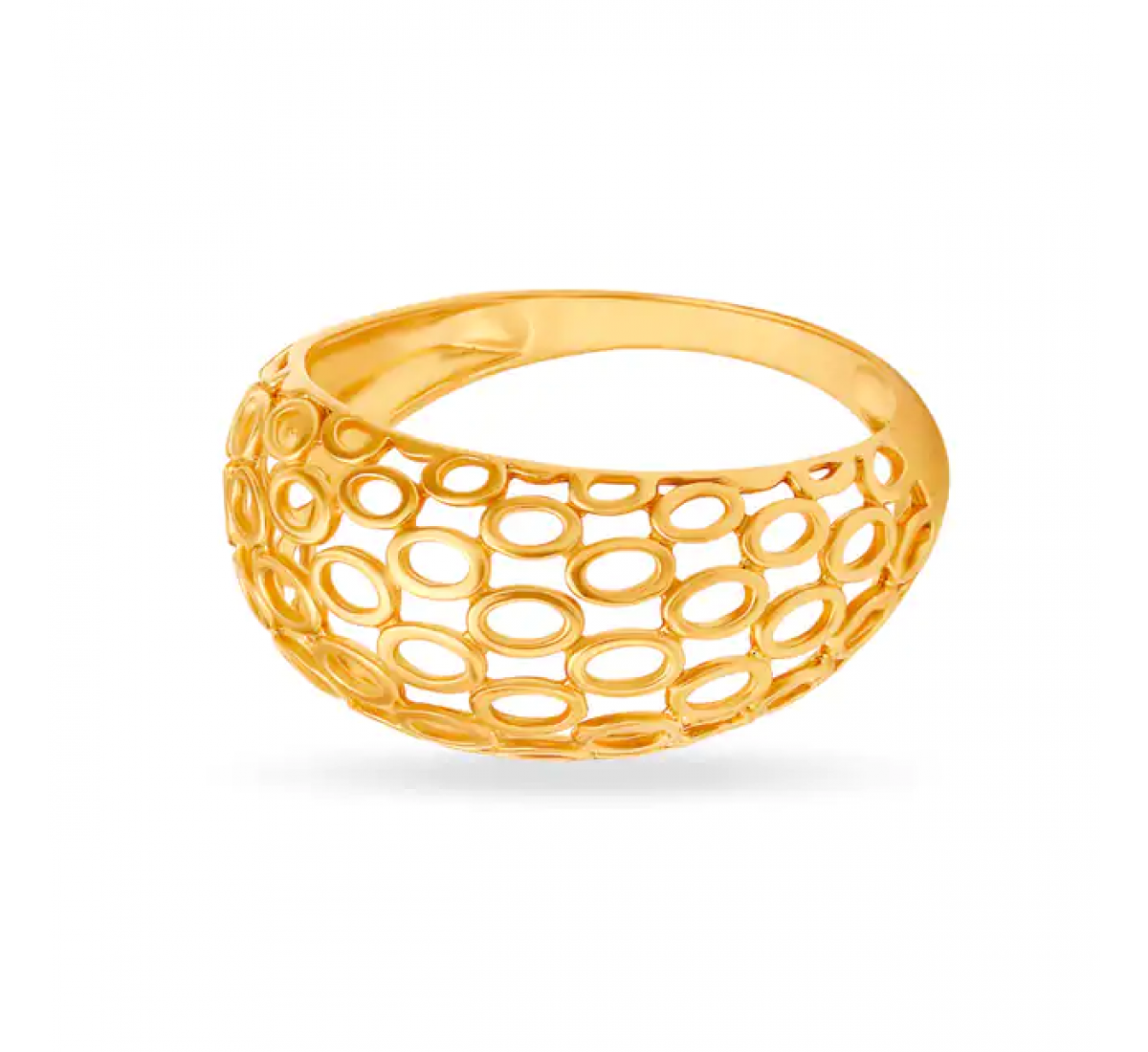 Elegant Mesh Etched Gold Ring