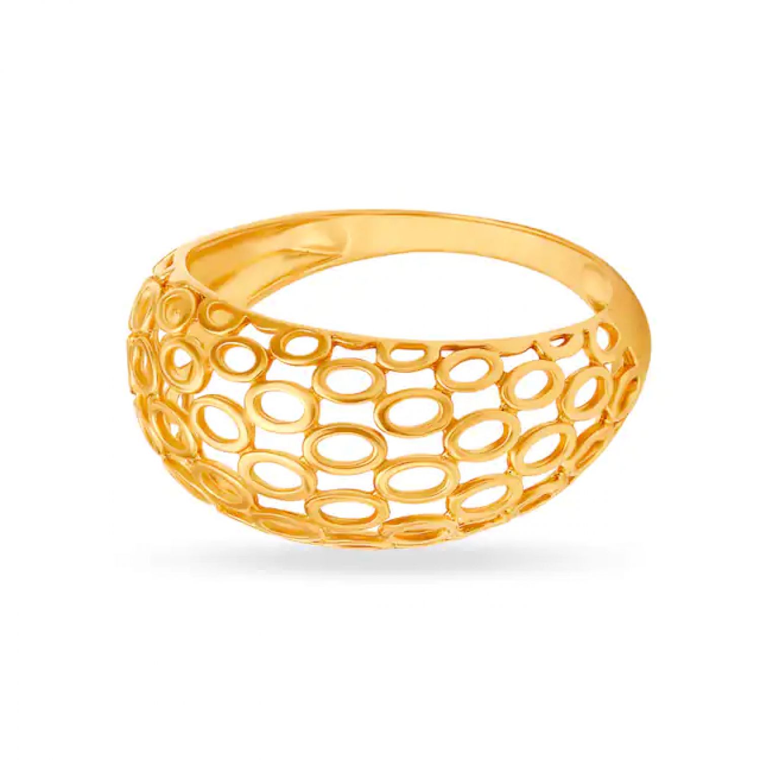 Elegant Mesh Etched Gold Ring