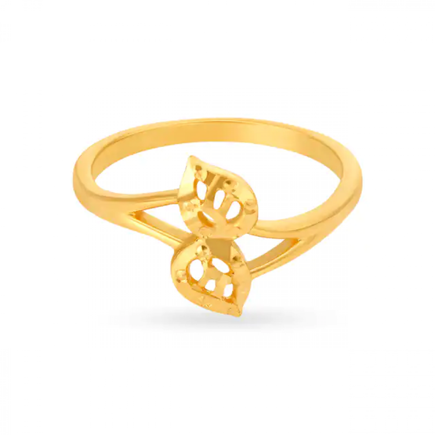Charming Dual Leaf Gold Ring